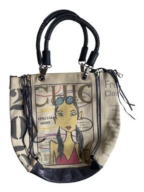 Barbara Rihl Canvas  Graphic Tote Bag leather - Women's Fashion Tote